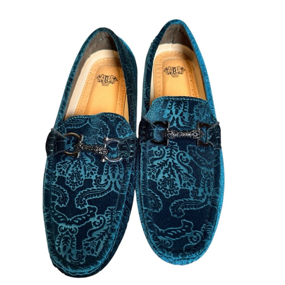 Royal Shoes Green Velvet Loafers Moccasins Men’s Size 8.5 Shoes New